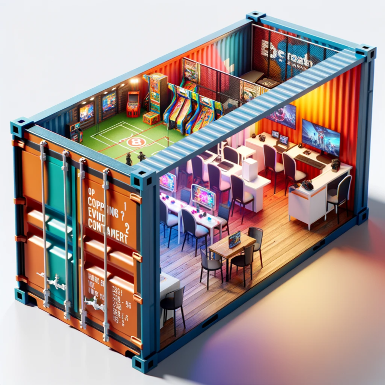 DALL·E 2023-12-07 21.14.18 - A thumbnail image depicting a shipping container transformed by an events company into a vibrant event space. The container is shown open, revealing a