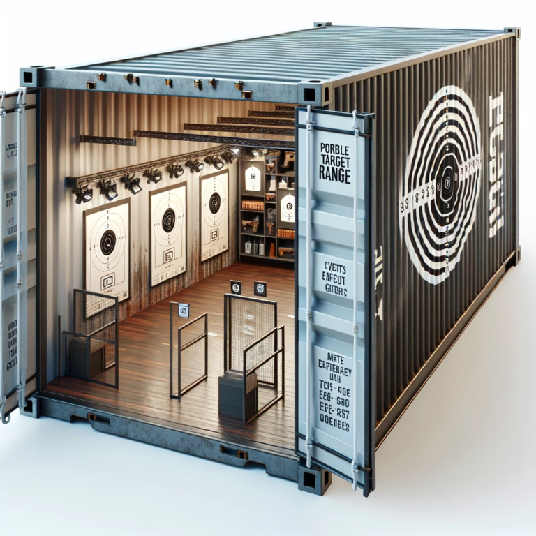 DALL·E 2023-12-11 23.21.57 - A thumbnail image depicting a shipping container transformed into a portable target range by an events company. The container is open, showcasing an i